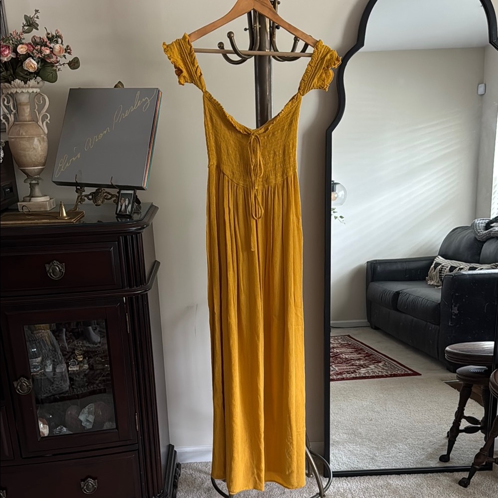 Forever 21 Yellow Off-Shoulder Maxi Sundress